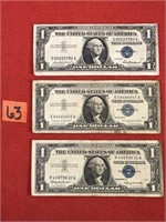 1957, 1957A and 1957B Silver $1 Blue Seal  Dollar