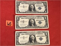 1957A Silver $1 Blue Seal Dollar Bills
