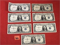 1957B Silver $1 Blue Seal Dollar Bills