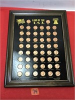 Framed US Pennies Engraved With US States