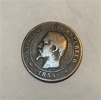 1855 Napoleon III emperor coin