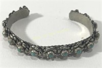 Marked Mexico Sterling Silver & Turquoise Bracelet