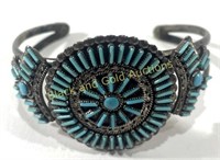 Unmarked, Signed Turquoise Cuff Bracelet