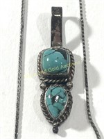 Marked 925 Sterling Silver & Turquoise Pendant
