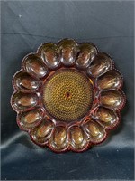 Vintage Amber Indian Glass Egg Holder
