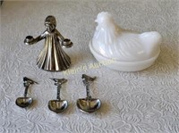 estate lot choir girl candle holder, hen on nest++