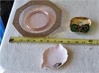 murano italy trinket disk rose depression glass