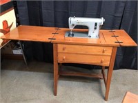 Vintage White Console Sewing Machine