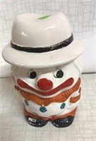 Vintage Clown with Hat, Ceramic Cookie Jar, Polka