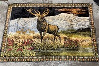 Vintage Velvet wall hanging, tapestry of elk and