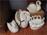 Ceramic swans, porcelain