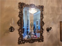 LARGE MIRROR AND 2 SCONCES LR