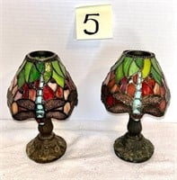Tiffany Style Dragonfly Votive Lamps