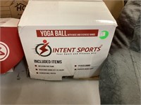 Yoga ball w/ base & exercise bands