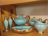 Blue and gold pottery pieces