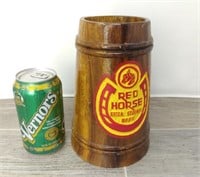 RED HORSE EXTRA STRONG BEER LARGE WOODEN STEIN/MUG