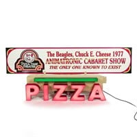 Chuck E Cheese Beetles Cabaret & Pizza Signs
