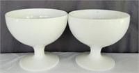 Pair of Stemmed Milk Glass Bowls