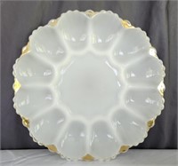 Gold Rimmed Milk Glass Egg Platter As Is