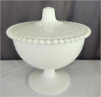 Stemmed Milk Glass Dish with Lid