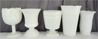 Lot of 5 Milk Glass Cups