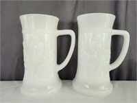 Lot of 2 Milk Glass Mugs