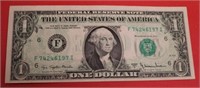 Error U.S Currency 1977 A $1 note with offset