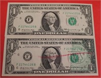 Error U.S Currency 1969 $1 note with