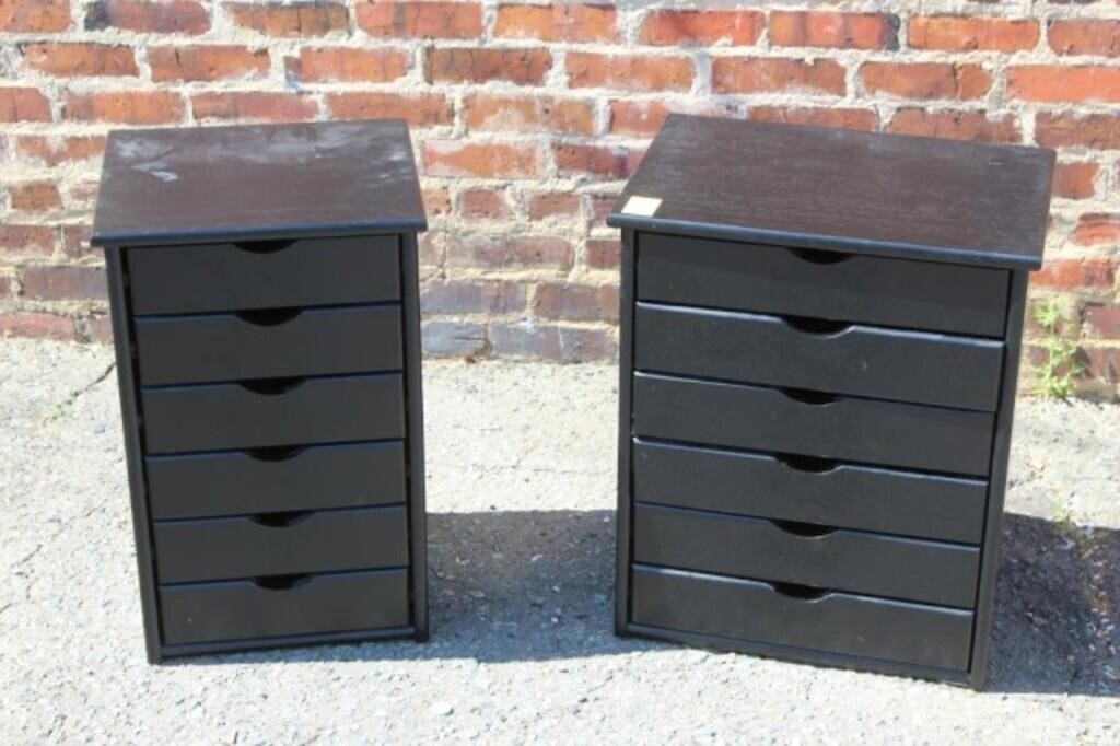 2 pc. Black Cabinets w/  12 small drawers