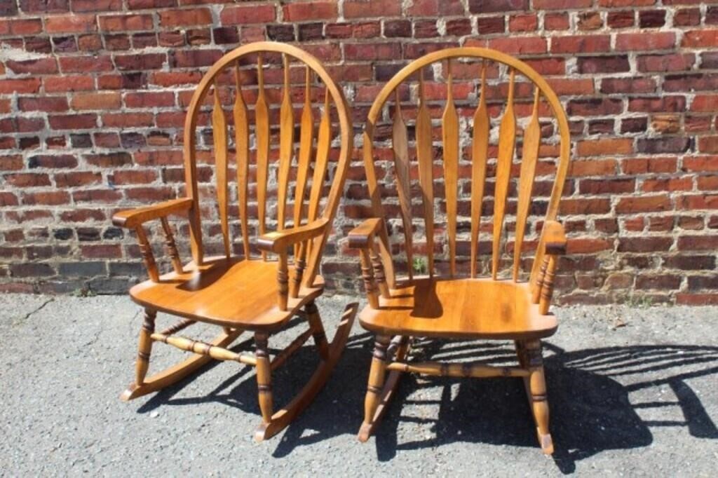 A pair of Oak rocking chairs