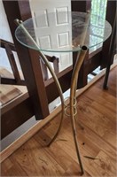 Glass and Metal Side Table Plant Stand