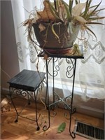 Pair of Metal Plant Stands with Planter