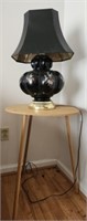 Side Table With Floral Detail Lamp