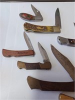 Lot of Wooden Handle Pocket Knives