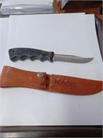 Marked Western USA Knife w/ Leather Sheath