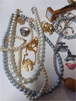 Lot of Pearlish Necklaces, Rings, Elephant B