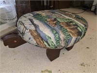 Wood upholstered top turtle stool