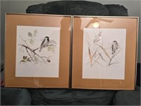 Pair of signed bird prints