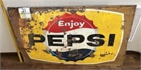 Old Pepsi sign, 60" long x 36" high. Rough
