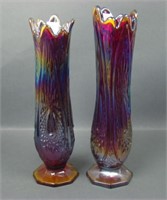 Two Indiana Glass Red/ Amberina Heirloom Vases