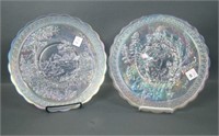 Two Imperial IG White Carnival Glass Chop Plates