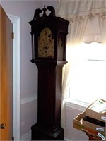 Antique tin face grandfather clock
