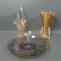 Lot of Three Imperial Carnival Glass Items