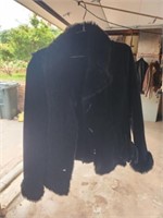 Black fur jacket with gloves