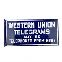 Western Union Porcelain Flange Sign