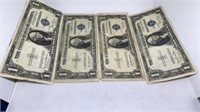(4) 1935 Blue Seal $1 Silver Certificates