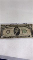 1934 lg letter green seal $10 bill