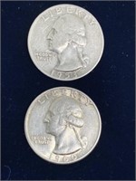 1953-D and 1960 Silver Washington quarters
