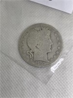 1909-S Barber silver half dollar