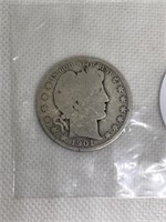 1901 Barber silver half dollar